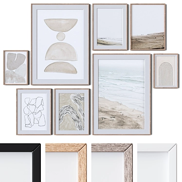 Multi-Frame Art Set with UV-Unwrapped Wood Textures 3D model image 1 