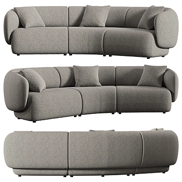 Luxurious Modular Auburn Performance Sofa 3D model image 1 