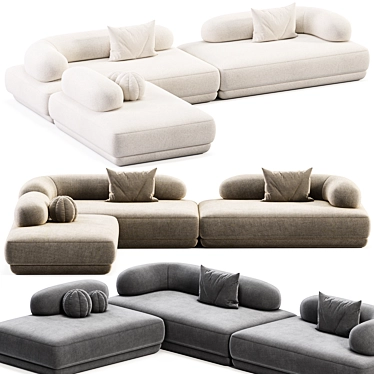 Modern Bumper Sectional Sofa Design 3D model image 1 