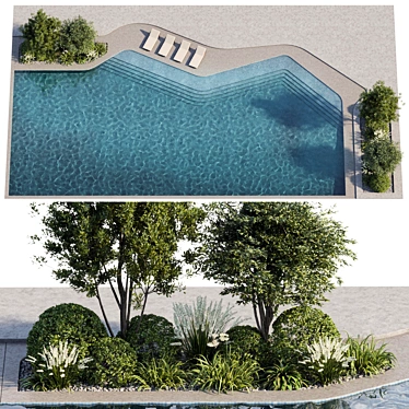 Beautiful Detailed Swimming Pool Model 3D model image 1 