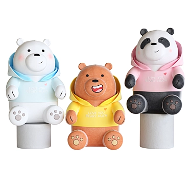 We Bare Bears Plush Toys 3D model image 1 