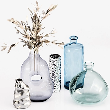 Recycled Glass Vase Decor Set 3D model image 1 