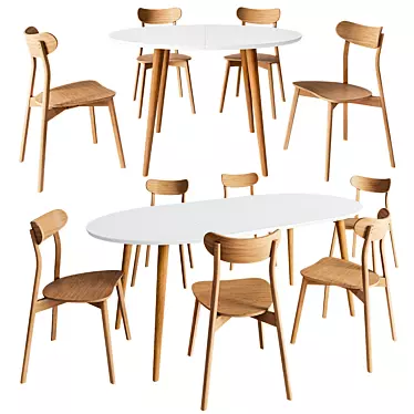 Modern Dining Set with Render 3D model image 1 