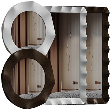 Multimaterial Wall Mirror Décor 3D model image 1 