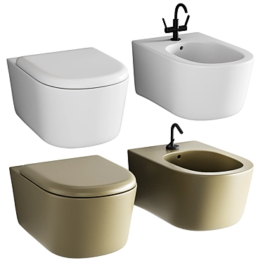 Sleek Modern Wall-Hung Toilet 3D model image 1 