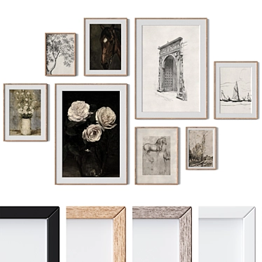 8 Wall Paintings w/ Multiple Frames 3D model image 1 