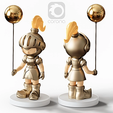 Knight Sculpture Trio Set 3D model image 1 