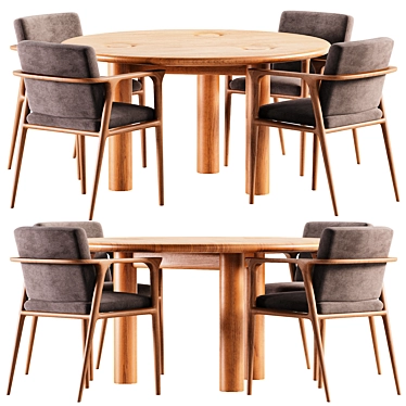 Modern Dining Set 65 with Table & Chairs 3D model image 1 