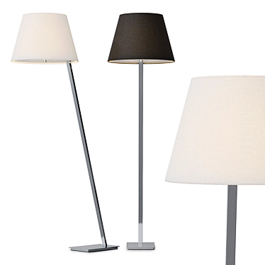 Modern Steel and Fabric Floor Lamp 3D model image 1 