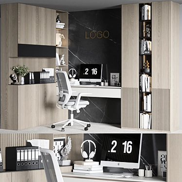 Modern Home Office Furniture Set 3D model image 1 