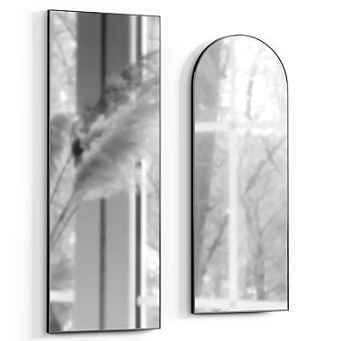 Black Metal Wall Mirror 170x65 3D model image 1 