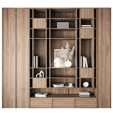 Modern Two-Tone Bookcase Bundle 3D model image 1 