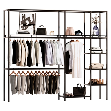 Title: Modern Beige Wardrobe System 3D model image 1 