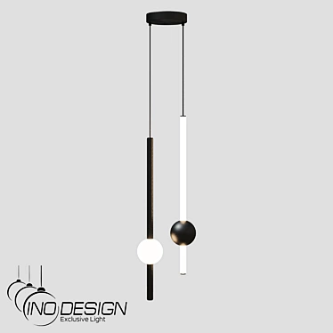 Orion Black Double Pendant Light 3D model image 1 