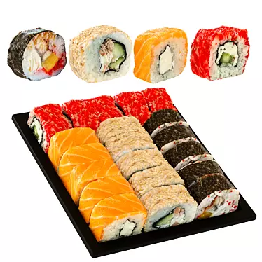 Assorted Sushi Set - Four Rolls 3D model image 1 