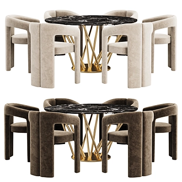 Sleek Dining Set with Style 3D model image 1 