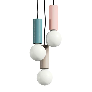 Modern Cement Pendant Lamp Trio 3D model image 1 