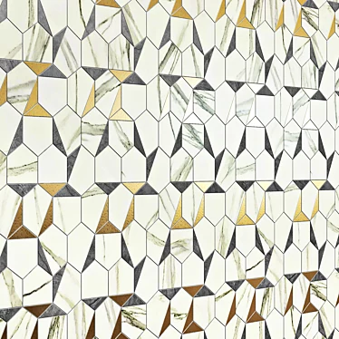 Luxury Gold Hex Calacatta Tile 3D model image 1 