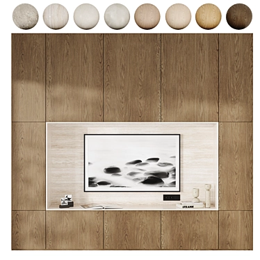 Nature Stone & Wood TV Wall 3D model image 1 