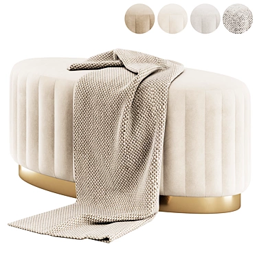 Elegant Kirana Oval Ottoman Beige 3D model image 1 