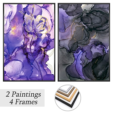 Gallery Art Set with Frames 3D model image 1 