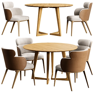 Modern Twisting Table Chair Set 3D model image 1 