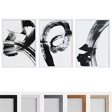 Modern Abstract Picture Frames Set 3D model image 1 