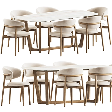 Modern Dining Set with Chairs 3D model image 1 