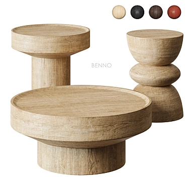 Benno Mango Wood Side Tables 3D model image 1 