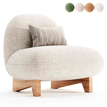 Elvit Cozy Ivory Armchair - 4 Colors 3D model image 1 