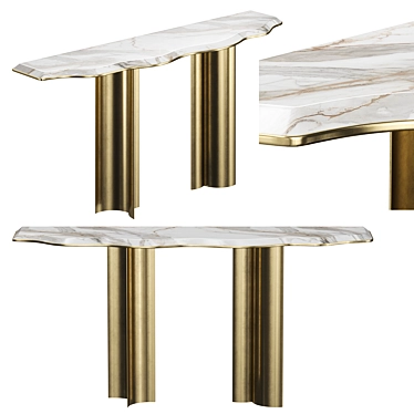 Art-Deco Gold Castle Console 3D model image 1 