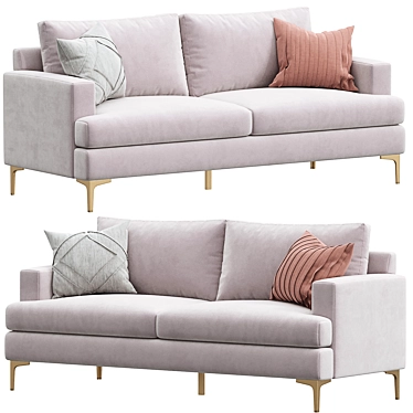 Elegant Ivory Upholstered Sofa 3D model image 1 