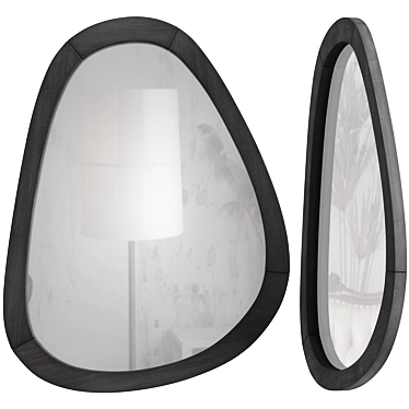 Elnora Circular Teak Mirror 3D model image 1 