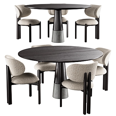 Modern Enne Dining Set Furniture 3D model image 1 