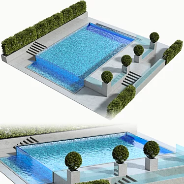 Title: Elegant Swimming Pool Design 3D model image 1 