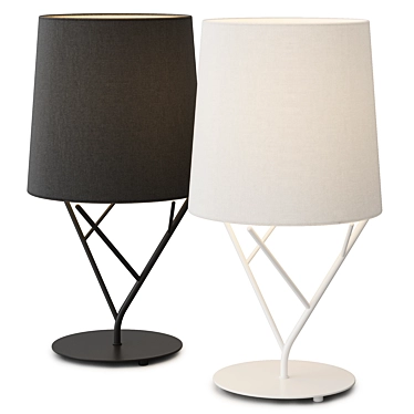 Modern Steel Table Lamp with Textile Shade 3D model image 1 