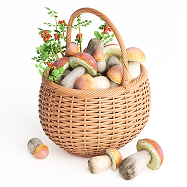 Organic Mushroom Basket Sculpture 3D model image 1 