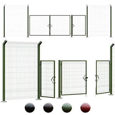 3D Mesh Gate, Fence & Gate Kit 3D model image 1 