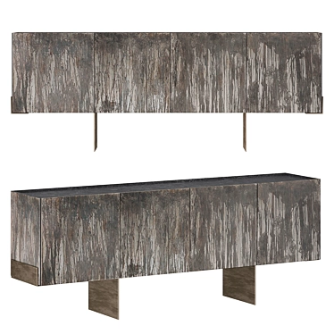 Sleek Stone Domi Credenza 3D model image 1 