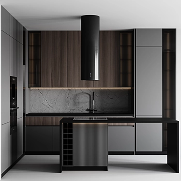 Customizable Modern Kitchen Design 3D model image 1 