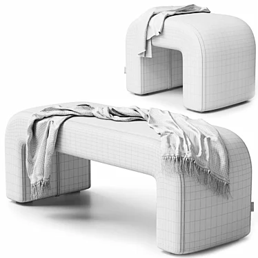 Cosy Puff and Bench Set 3D model image 1 