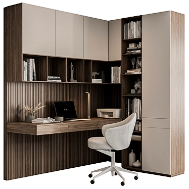 Modern Home Office Desk Set 3D model image 1 