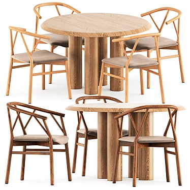 Modern Dining Set: Valerie Chair & Islets Table 3D model image 1 