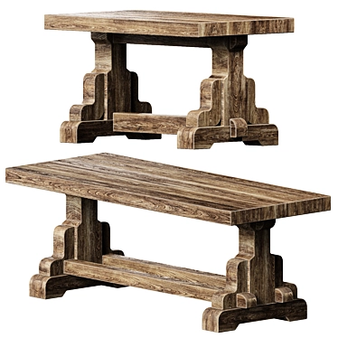 Handcrafted Vintage Farmhouse Tables 3D model image 1 