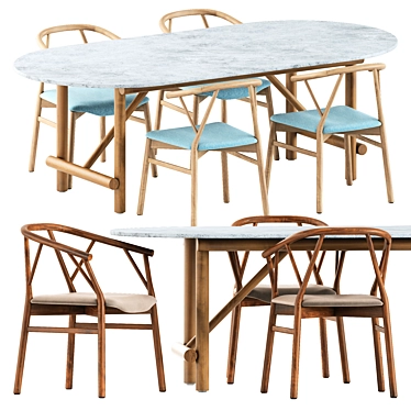 Modern Chic Dining Set: Valerie Chair & Ayana Table 3D model image 1 