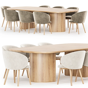 Modern Dining Set Collection with Chairs 3D model image 1 