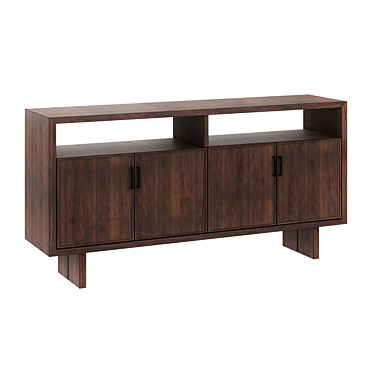 Modern Shiitake Walnut Sideboard 3D model image 1 