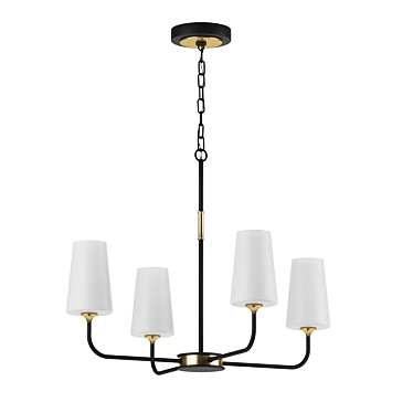 Minimalist 4-Light Black Forged Chandelier 3D model image 1 