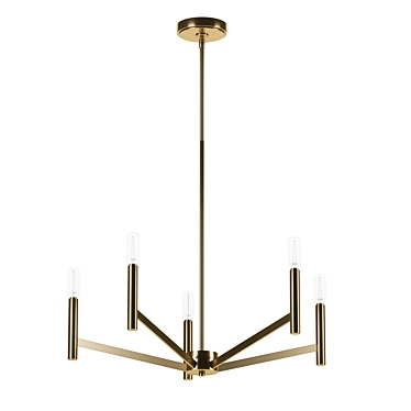 Satin Brass Minimalist Chandelier 3D model image 1 