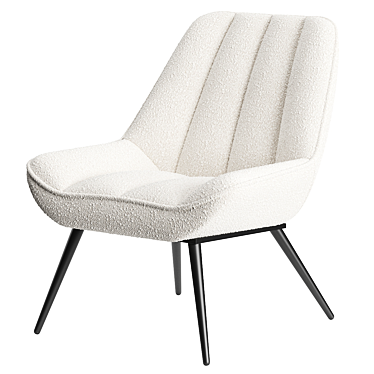 Modern White Fleece Armchair Elegance 3D model image 1 